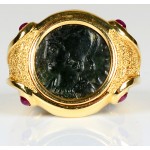 14kt Gold with Rubies Roman Coin Ring